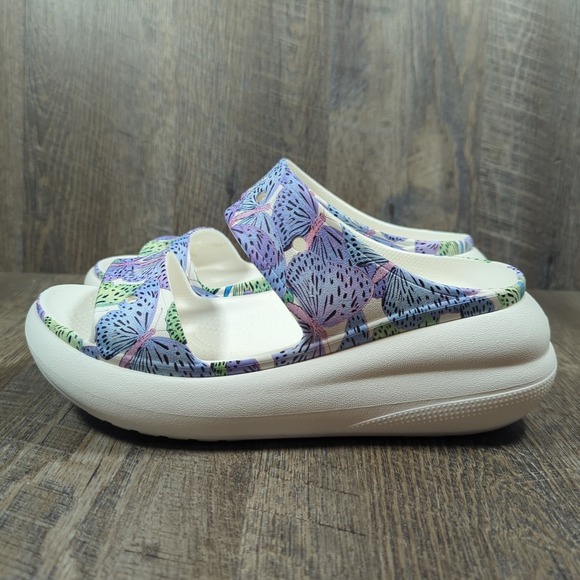 Crocs Classic Crush Butterfly Sandal Iconic Wedge Platform White Woman Size 8 - Picture 6 of 14